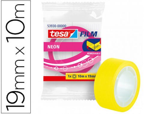 Fita adesiva tesa film neon 10 mt x 19 mm amarela/rosa encelofanada , Tesa , 154742 , 4042448472793